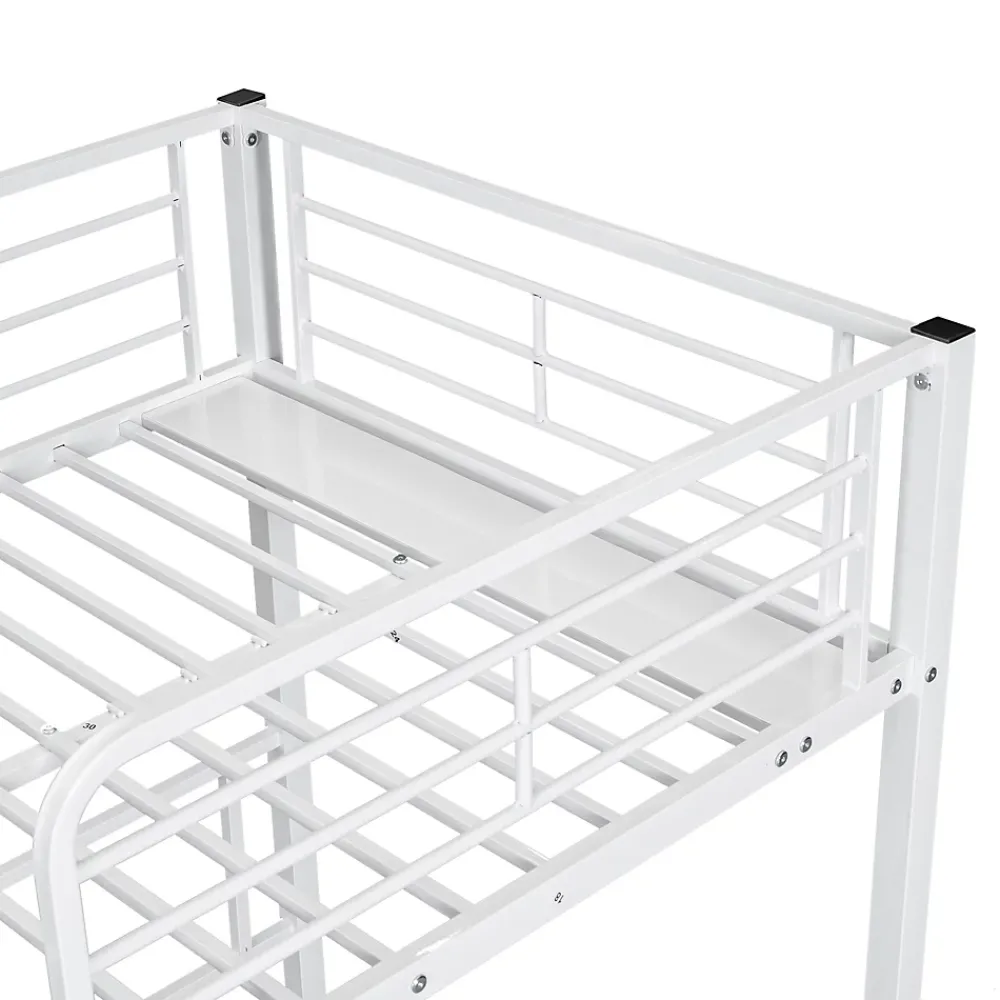 Fortuna lai Lit superposé 90x200 cm, 3 lits, échelle, table, cadre métal, blanc*Enfant Lit Enfant