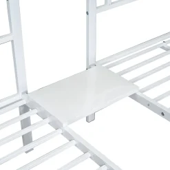 Fortuna lai Lit superposé 90x200 cm, 3 lits, échelle, table, cadre métal, blanc*Enfant Lit Enfant