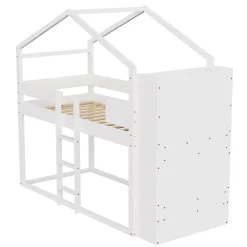 ModernLuxe Lit superposé 90x200 cm avec 2 tiroirs - avec compartiments de rangement - avec sommier à lattes - blanc (sans matelas)*Enfant Lit Enfant