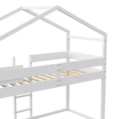 ModernLuxe Lit superposé 90x200 cm avec 2 tiroirs - avec compartiments de rangement - avec sommier à lattes - blanc (sans matelas)*Enfant Lit Enfant