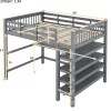 Redom Lit superposé 140x200 cm avec bureau intégré et étagères en pin massif et MDF, finition grise, gain de place*Enfant Lit Enfant