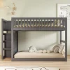 Lit superposé 140x200 cm avec échelle sécurisée et 4 tiroirs de rangement, structure bois gris>Redom Sale