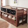 Lit superposé 90x200 cm avec lit gigogne, panneaux tableau à craie et rangement ouvert en bois massif brun>Redom Sale