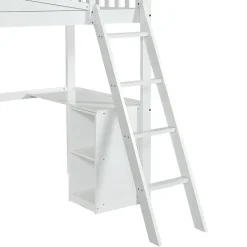Fortuna lai Lit superposé 90x200 cm avec table, armoire, sécurité, échelle 4 marches, cadre bois*Enfant Lit Enfant