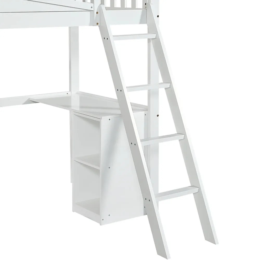 Fortuna lai Lit superposé 90x200 cm avec table, armoire, sécurité, échelle 4 marches, cadre bois*Enfant Lit Enfant