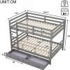 Redom Lit superposé 140x200 cm avec tiroirs de rangement et échelle intégrée, structure pin/MDF gris*Enfant Lit Enfant