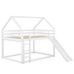Redom Lit superposé 140x200 cm avec toboggan et échelle, structure en pin massif et MDF, style maison ludique*Enfant Lit Enfant