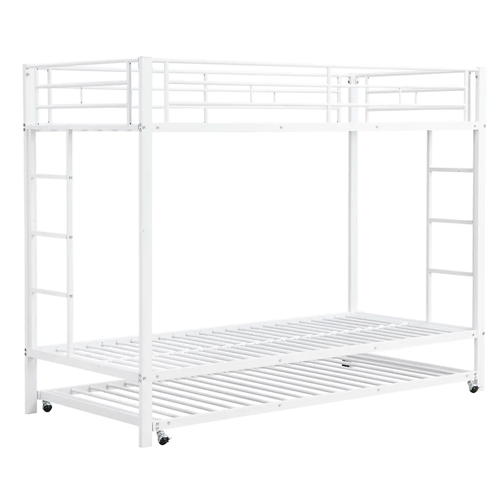 ProximaX Lit superposé 90x200 cm blanc, cadre en fer, lit gigogne 90x190 cm, sommier à lattes, 2 échelles, certifié EN747, durable*Enfant Lit Enfant