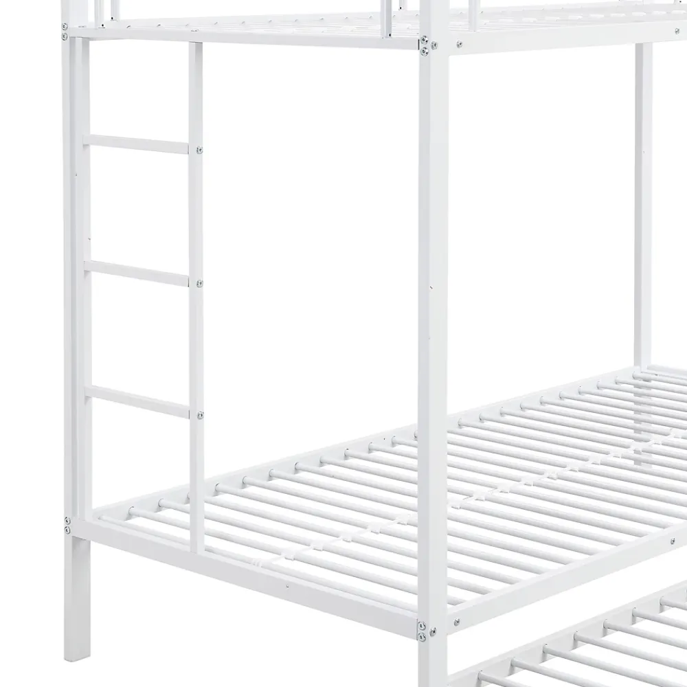 ProximaX Lit superposé 90x200 cm blanc, cadre en fer, lit gigogne 90x190 cm, sommier à lattes, 2 échelles, certifié EN747, durable*Enfant Lit Enfant