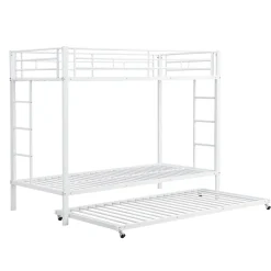 ProximaX Lit superposé 90x200 cm blanc, cadre en fer, lit gigogne 90x190 cm, sommier à lattes, 2 échelles, certifié EN747, durable*Enfant Lit Enfant