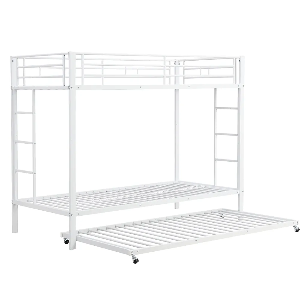 ProximaX Lit superposé 90x200 cm blanc, cadre en fer, lit gigogne 90x190 cm, sommier à lattes, 2 échelles, certifié EN747, durable*Enfant Lit Enfant