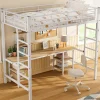 Lit superposé 90x200 cm, cadre métal, table, étagères, sécurité, pour enfants et ados>Fortuna lai