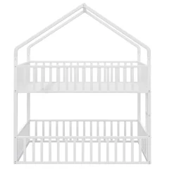 Redom Lit superposé 140x200 cm en métal avec échelle intégrée et porte ouvrante, style maison ludique*Enfant Lit Enfant