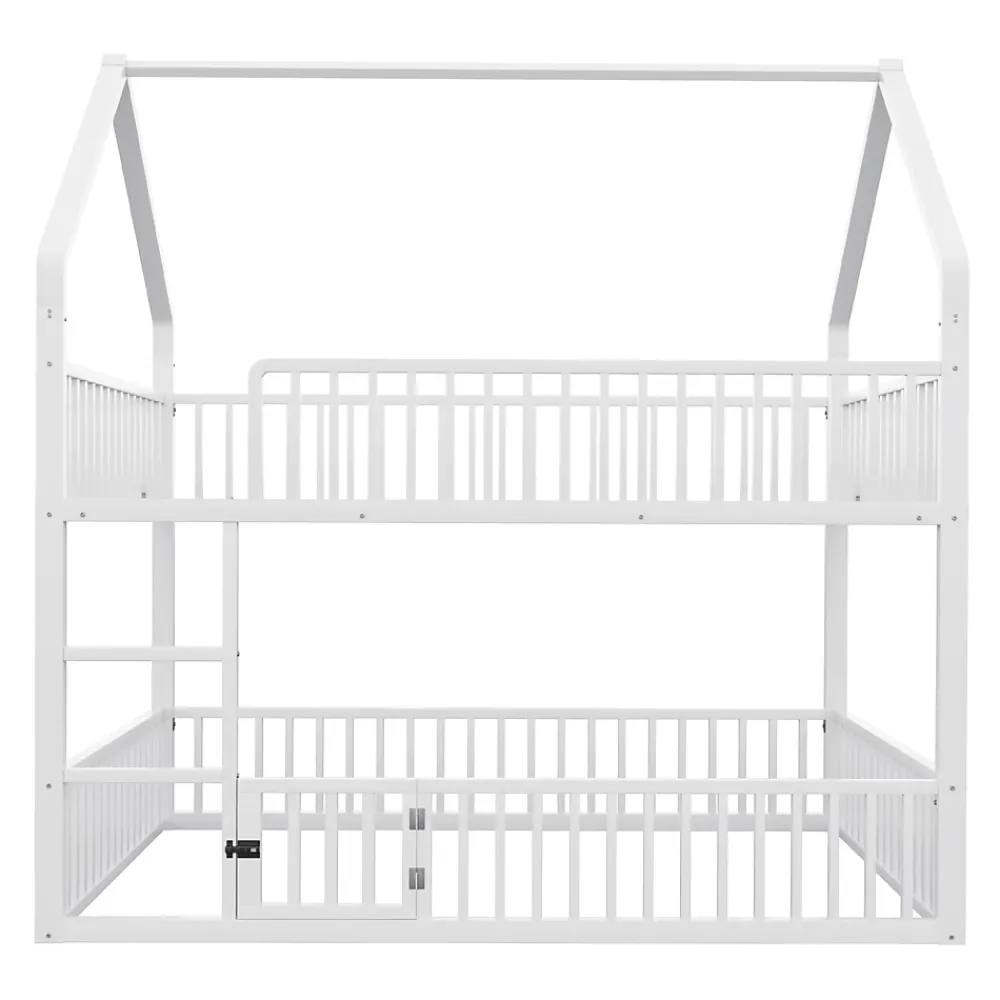 Redom Lit superposé 140x200 cm en métal avec échelle intégrée et porte ouvrante, style maison ludique*Enfant Lit Enfant