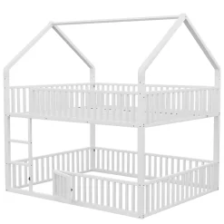 Redom Lit superposé 140x200 cm en métal avec échelle intégrée et porte ouvrante, style maison ludique*Enfant Lit Enfant