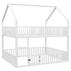 Redom Lit superposé 140x200 cm en métal avec échelle intégrée et porte ouvrante, style maison ludique*Enfant Lit Enfant