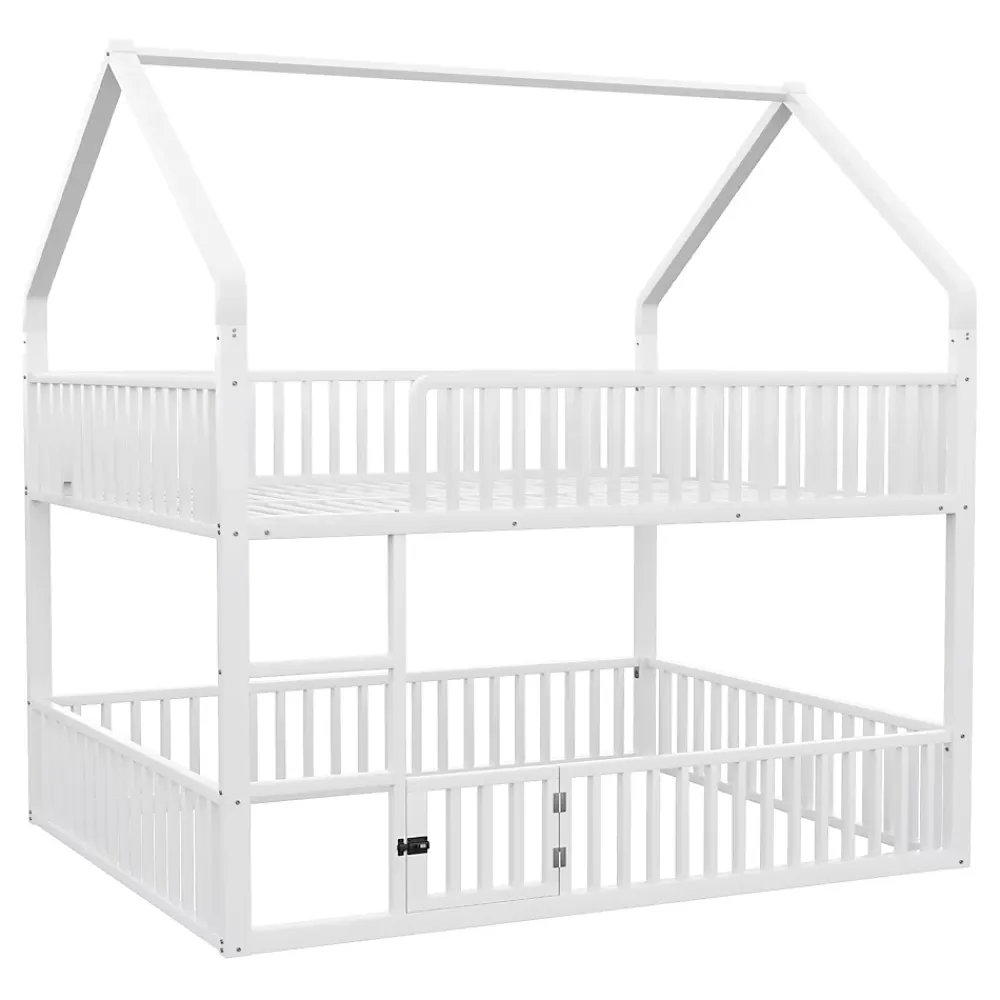 Redom Lit superposé 140x200 cm en métal avec échelle intégrée et porte ouvrante, style maison ludique*Enfant Lit Enfant