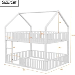 Redom Lit superposé 140x200 cm en métal avec échelle intégrée et porte ouvrante, style maison ludique*Enfant Lit Enfant