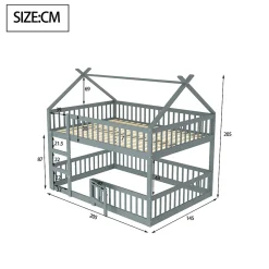 ProximaX Lit superposé 140x200 cm gris bois massif, style loft, escalier, pratique et sécurisé pour enfants et familles*Enfant Lit Enfant