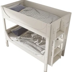 Lit Superposé 90x200 cm, Lit Enfant Démontable en 2 Lits Simples avec Échelle, Bois Massif + MDF, Blanc><noscript><img width=
