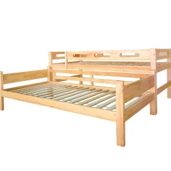 Lit superposé 90x200 cm naturel, 2 couchages, séparable en lits simples, cadre pin stable, sommier à lattes, montage facile><noscript><img width=