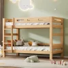 Redom Lit superposé 90x200 cm séparable en 2 lits simples, structure bois massif naturel, montage facile*Enfant Lit Enfant