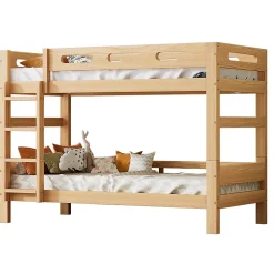 Redom Lit superposé 90x200 cm séparable en 2 lits simples, structure bois massif naturel, montage facile*Enfant Lit Enfant