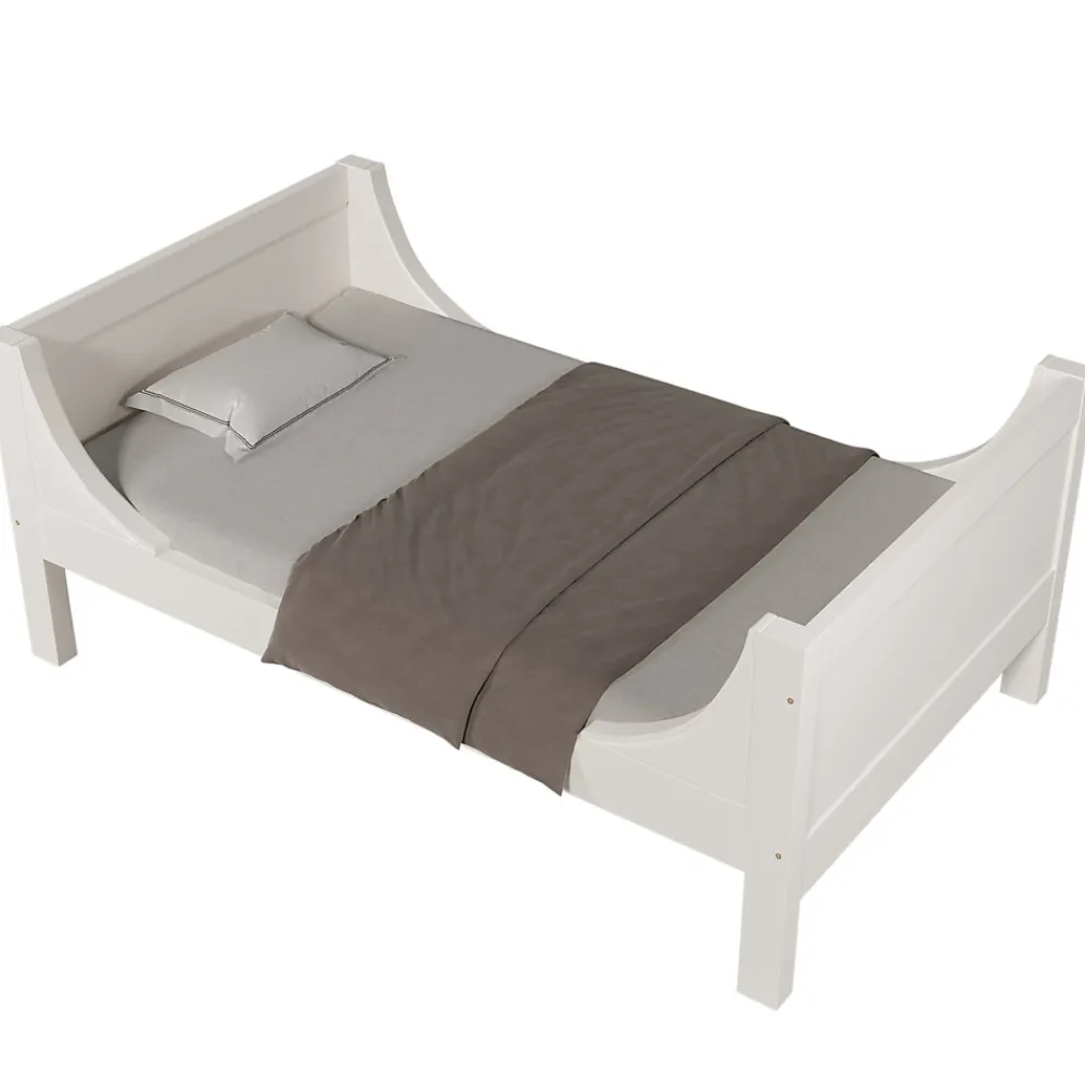 Lit superposé 90x200 cm séparables avec échelle amovible et design luge en bois et métal, blanc>Redom New