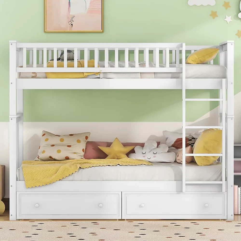 ProximaX Lit superposé 90x200cm pour enfants avec tiroirs, convertible, fonctionnel, blanc, Lit cabriolet pratique et gain de place*Enfant Lit Enfant