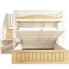 ModernLuxe Lit superposé 90x200+140x200 cm - lit inférieur avec rangement - escalier avec rangement - port USB - Blanc/Naturel (sans matelas)*Enfant Lit Enfant