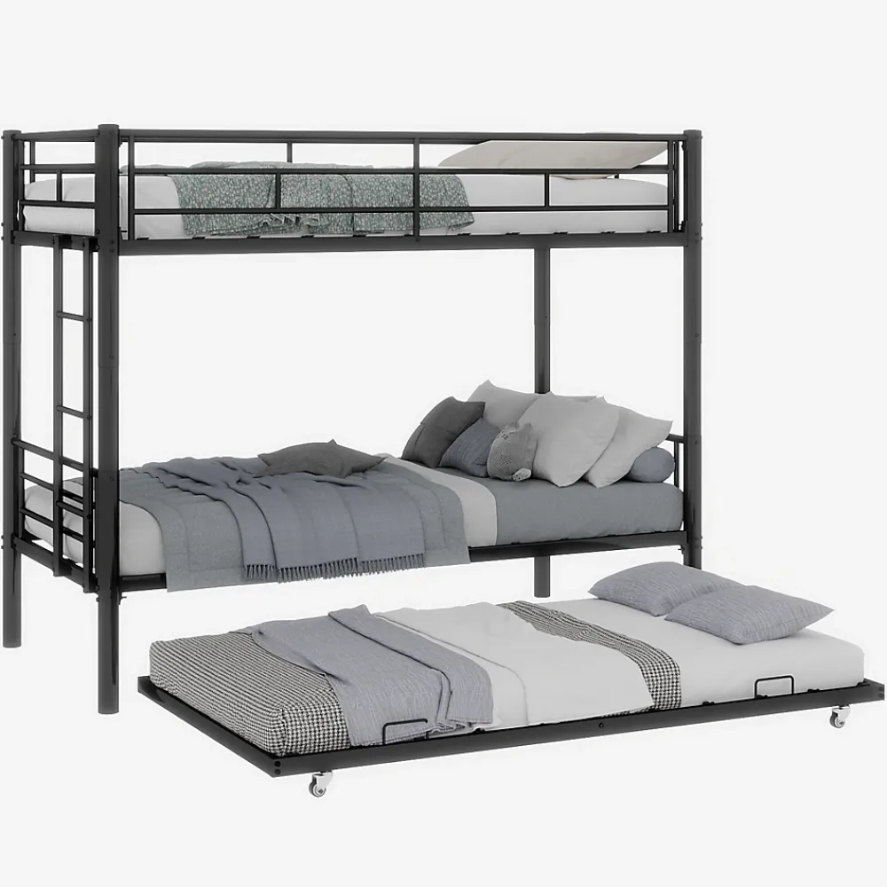 Redom Lit superposé 196,6x97,8x156,5 cm en métal noir, convertible en 2 lits avec échelle antidérapante*Enfant Lit Enfant