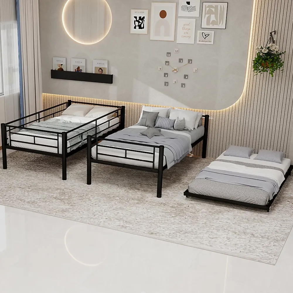 Redom Lit superposé 196,6x97,8x156,5 cm en métal noir, convertible en 2 lits avec échelle antidérapante*Enfant Lit Enfant