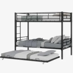 Redom Lit superposé 196,6x97,8x156,5 cm en métal noir, convertible en 2 lits avec échelle antidérapante*Enfant Lit Enfant