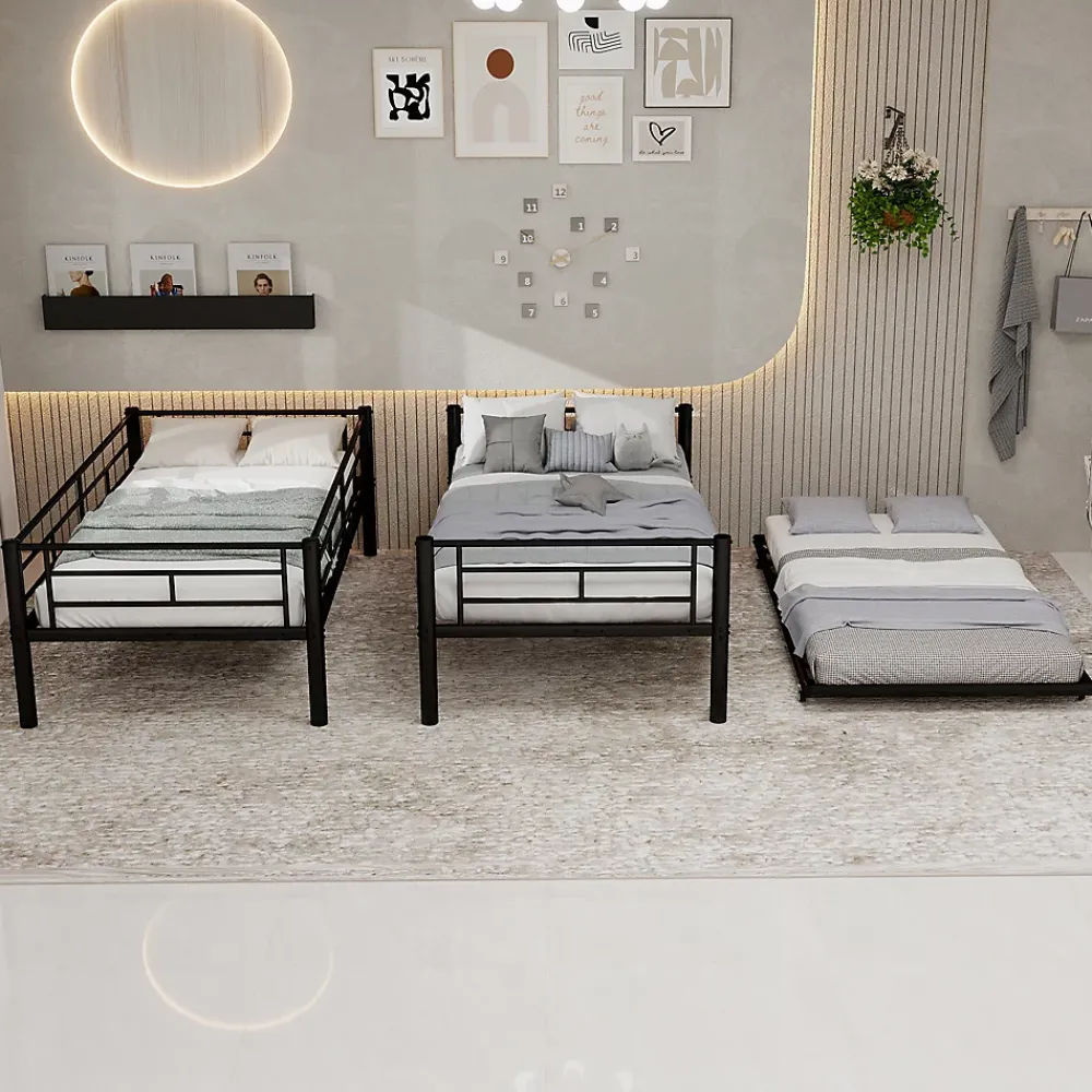 Redom Lit superposé 196,6x97,8x156,5 cm en métal noir, convertible en 2 lits avec échelle antidérapante*Enfant Lit Enfant