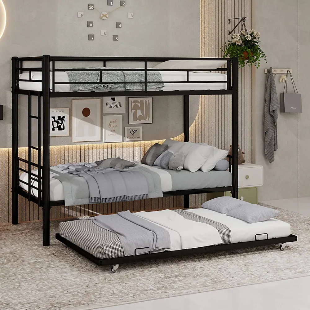 Redom Lit superposé 196,6x97,8x156,5 cm en métal noir, convertible en 2 lits avec échelle antidérapante*Enfant Lit Enfant