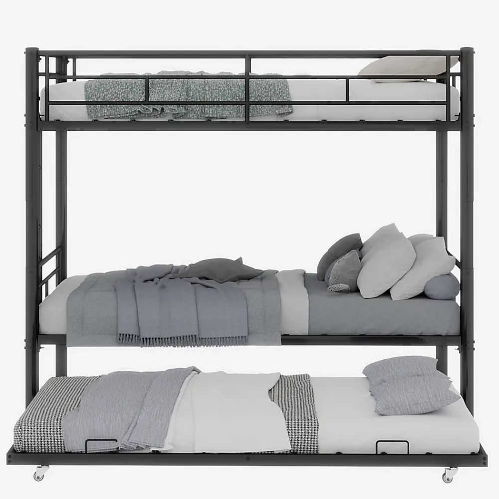 Redom Lit superposé 196,6x97,8x156,5 cm en métal noir, convertible en 2 lits avec échelle antidérapante*Enfant Lit Enfant