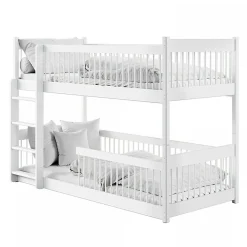Lit superpose 90x190 au sol sommiers inclus Marion Blanc>Petits-Meubles Discount