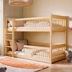 Petits-Meubles Lit superpose 90x200 au sol sommiers inclus Marion Bois*Enfant Lit Enfant