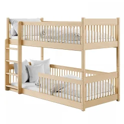 Petits-Meubles Lit superpose 90x200 au sol sommiers inclus Marion Bois*Enfant Lit Enfant