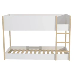 LIT SUPERPOSE 90x190 BOB + 2 SOMMIERS / Blanc et Bois clair><noscript><img width=