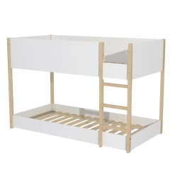 LIT SUPERPOSE 90x190 BOB + 2 SOMMIERS / Blanc et Bois clair><noscript><img width=