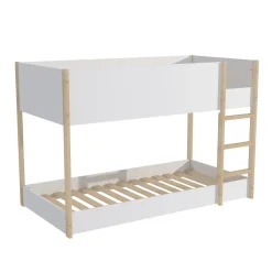 LIT SUPERPOSE 90x190 BOB + 2 SOMMIERS / Blanc et Bois clair><noscript><img width=