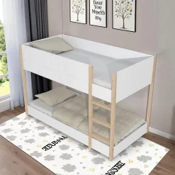LIT SUPERPOSE 90x190 BOB + 2 SOMMIERS / Blanc et Bois clair><noscript><img width=