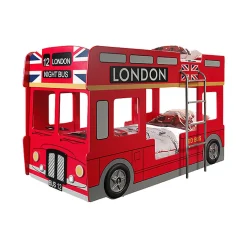 Lit superpose 90x200 Bus Londonien sommier inclus Vipack Car Beds - Rouge>Petits-Meubles Hot