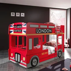 Lit superpose 90x200 Bus Londonien sommier inclus Vipack Car Beds - Rouge>Petits-Meubles Hot