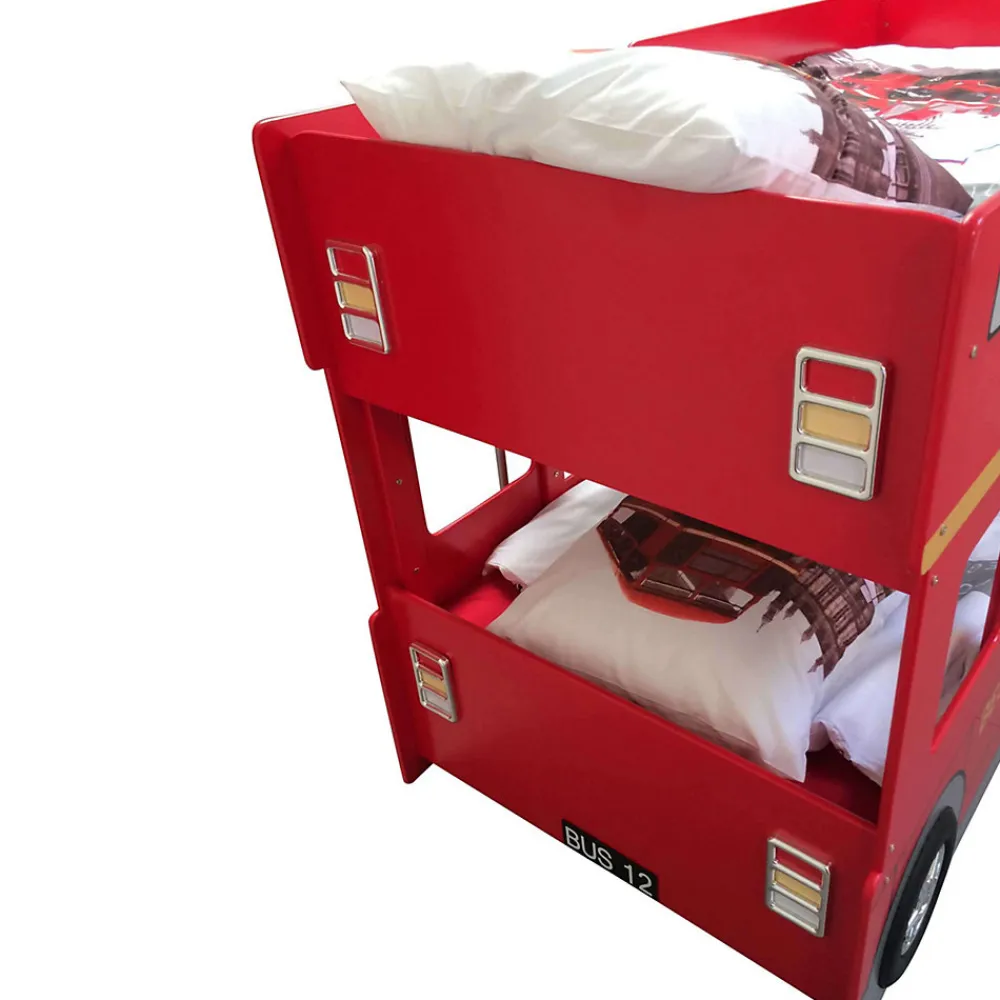 Lit superpose 90x200 Bus Londonien sommier inclus Vipack Car Beds - Rouge>Petits-Meubles Hot