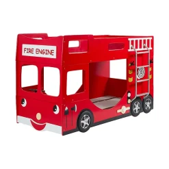 Petits-Meubles Lit superpose 90x200 Camion de pompier sommier inclus Vipack Car Beds - Rouge*Enfant Lit Enfant