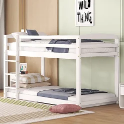 Lit superpose 90x200 cm blanc pour enfants et adolescents avec structure en pin massif facile a assembler>Aapaas Outlet