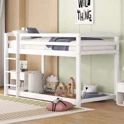Lit superpose 90x200 cm blanc pour enfants et adolescents avec structure en pin massif facile a assembler><noscript><img data-lazyloaded=