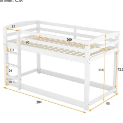Lit superpose 90x200 cm blanc pour enfants et adolescents avec structure en pin massif facile a assembler><noscript><img data-lazyloaded=